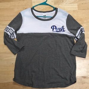 VS Pink Glitter Crew Neck in Blue